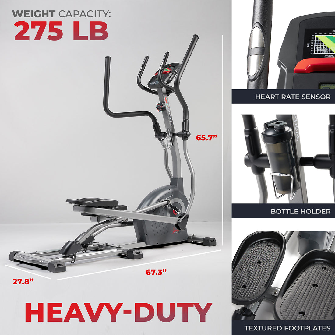 Smart Elite Long Stride Length Magnetic Elliptical | Sunny Health ...