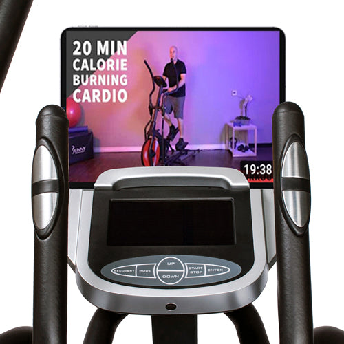 DEVICE HOLDER | Place your mobile device on the conveniently located tablet holder to follow along to your favorite workout videos. 