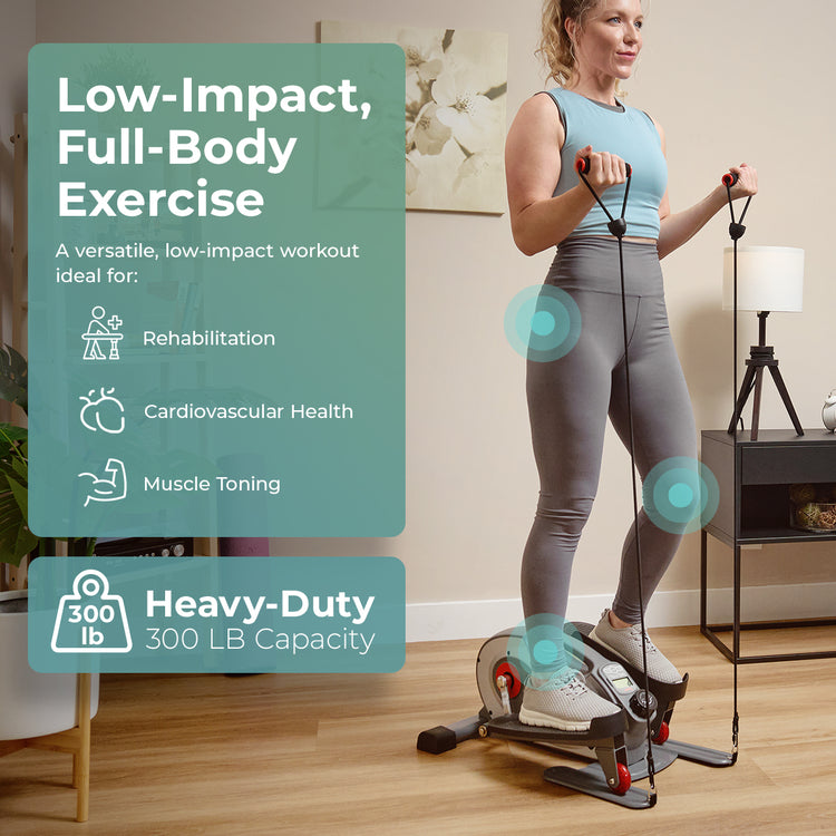 Smart Heavy-Duty Mini Elliptical with Resistance Bands