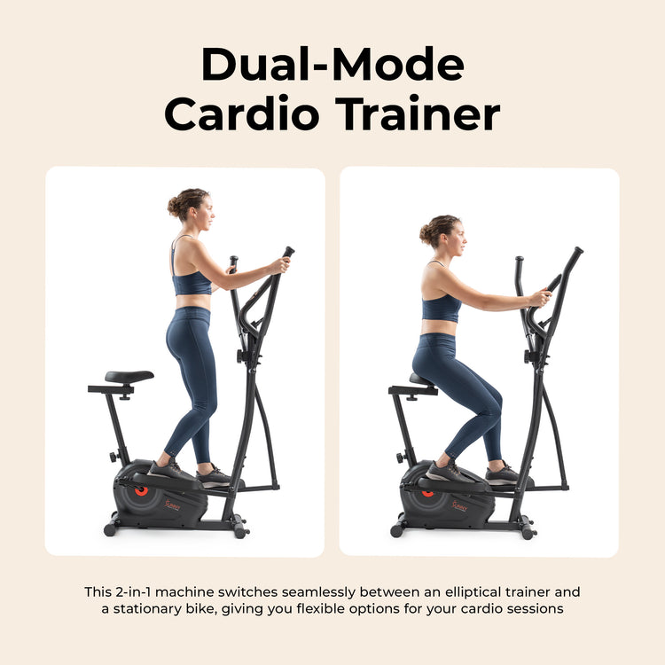 Essential Magnetic Resistance 2-in-1 Cross Trainer Elliptical Bike | Sunny Health & Fitness
