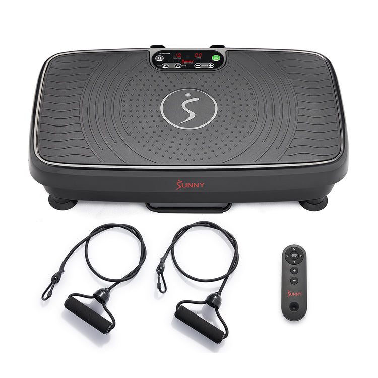 Sunny Health & Fitness Vibration Platform Exercise Machine with Resistant Band - Black Sunny Health & Fitness Vibration Platform Exercise Machine with Resistant Band - Black