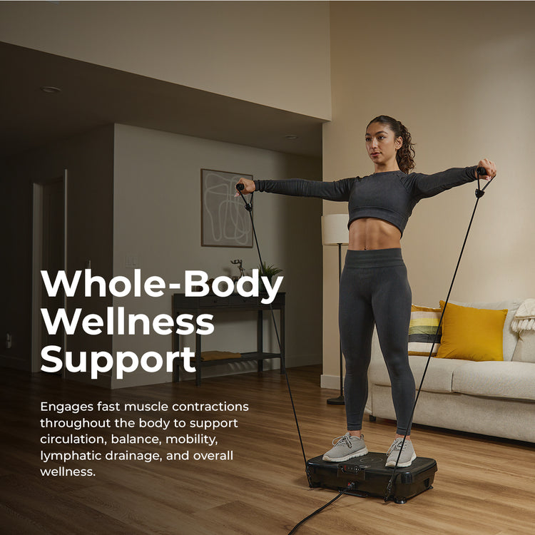 Sunny Health & Fitness Vibration Platform Exercise Machine with Resistant Band - Black Sunny Health & Fitness Vibration Platform Exercise Machine with Resistant Band - Black