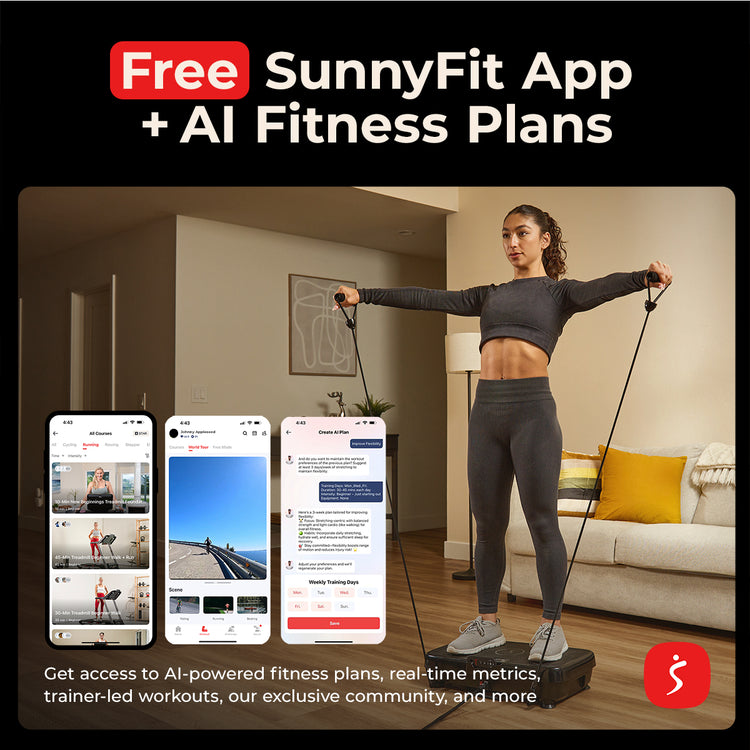 Sunny Health & Fitness Vibration Platform Exercise Machine with Resistant Band - Black Sunny Health & Fitness Vibration Platform Exercise Machine with Resistant Band - Black