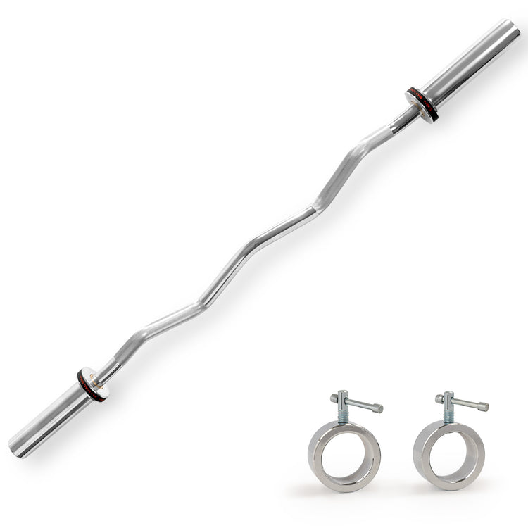Olympic Curl Bars - EZ & Super Curl, 47 - 48" | Sunny Health & Fitness