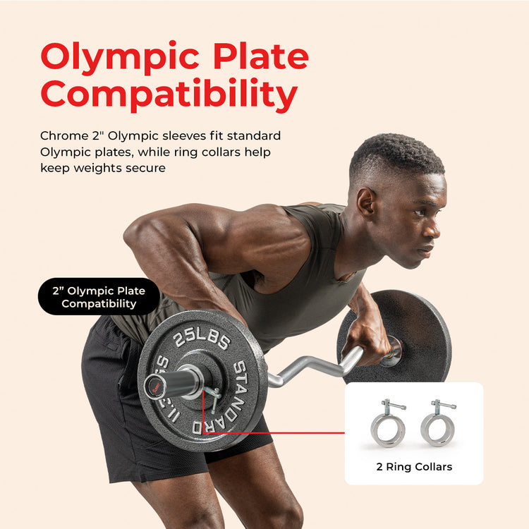 Olympic Curl Bars - EZ & Super Curl, 47 - 48" | Sunny Health & Fitness