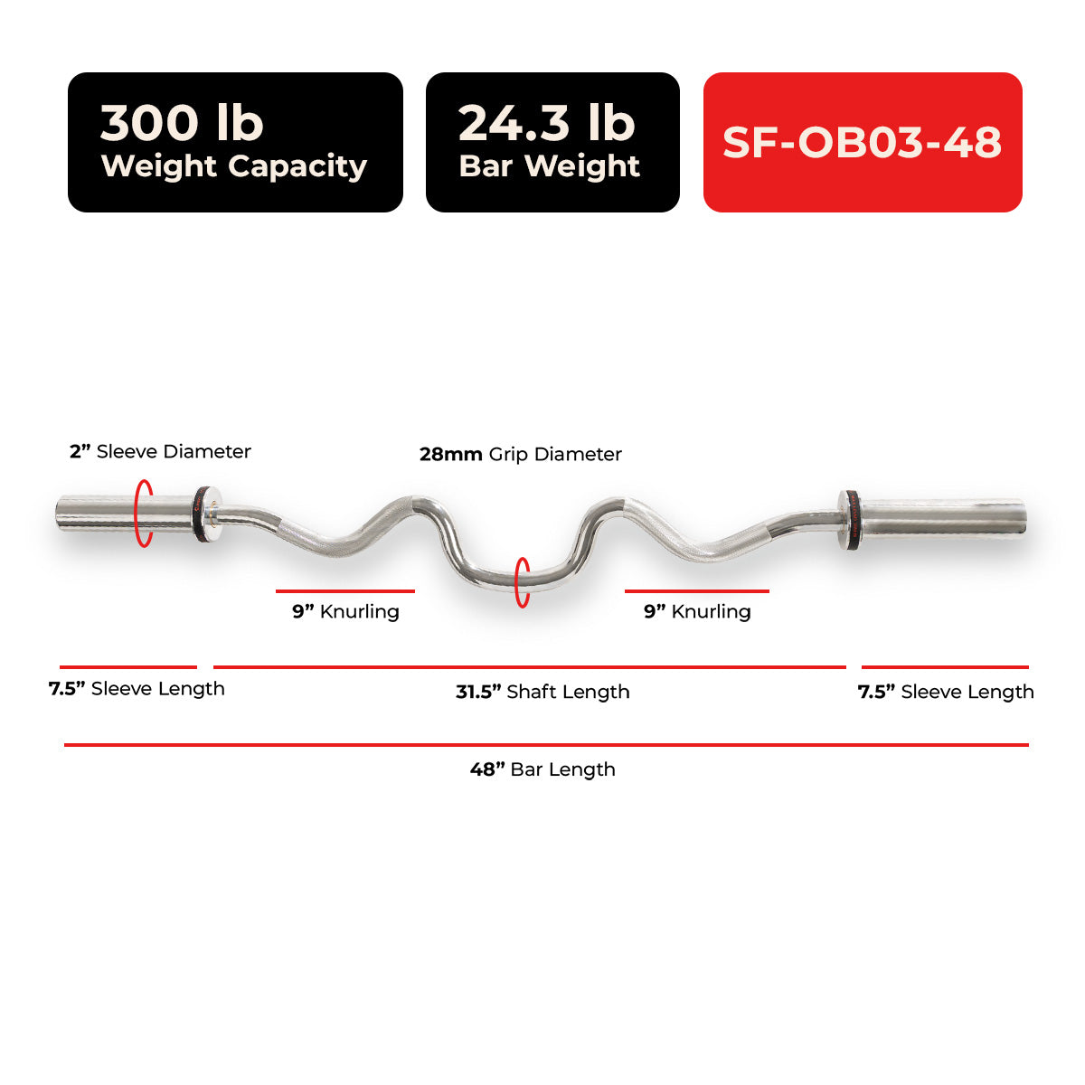 Olympic Curl Bar | EZ & Super Curl 47-48 Inch | Sunny Health