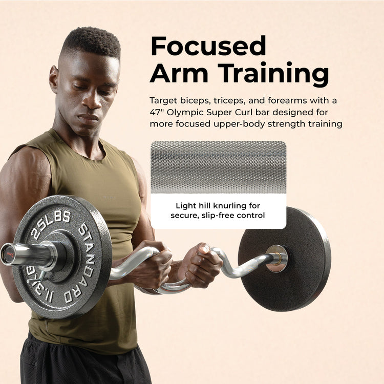Olympic Curl Bars - EZ & Super Curl, 47 - 48"