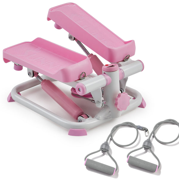 Smart Pink Mini Stepper with Resistant Bands