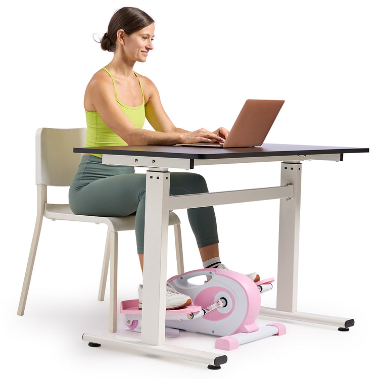 Smart Pink Under-Desk Elliptical Trainer, Portable Mini Pedal Exerciser for Home/ Office Workout