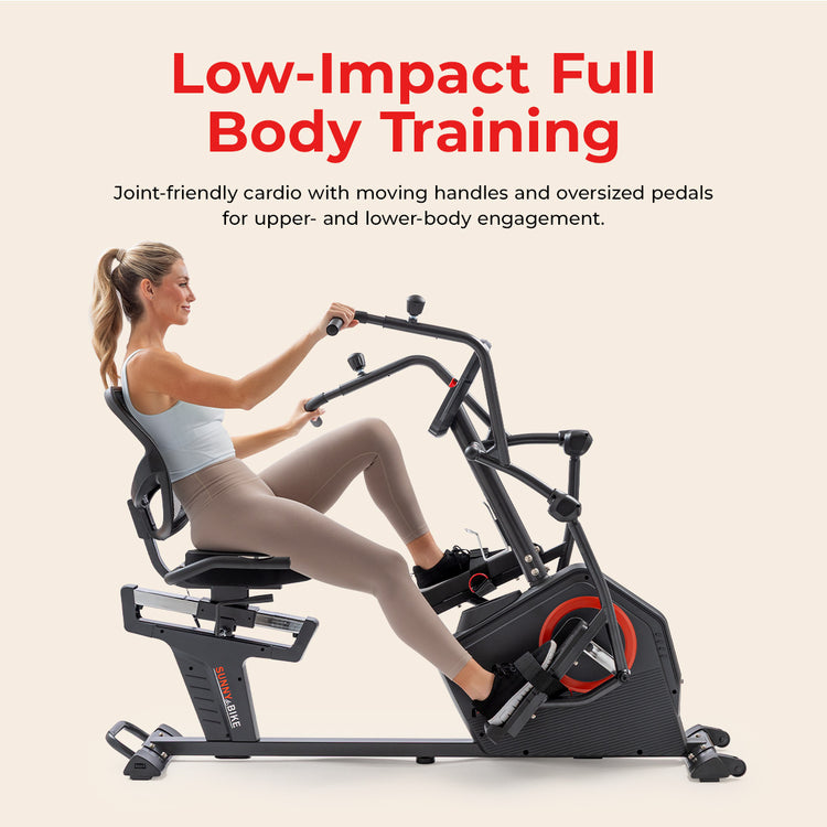Premium Smart Programmable Electro-Magnetic Resistance Recumbent Elliptical Cross Trainer - Sunny Health & Fitness