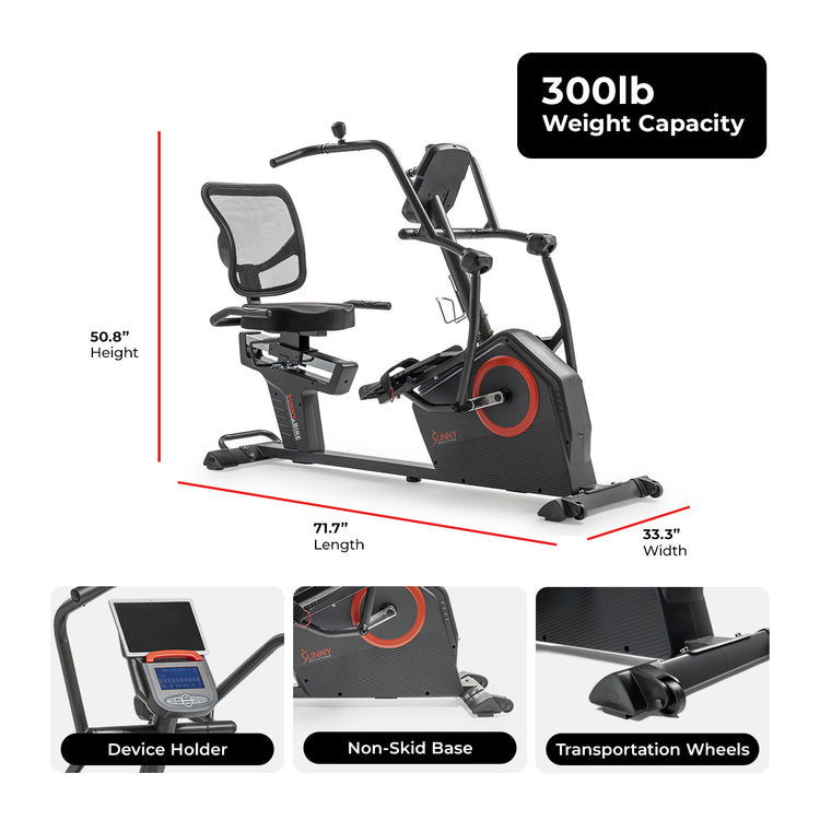 Premium Smart Programmable Electro-Magnetic Resistance Recumbent Elliptical Cross Trainer - Sunny Health & Fitness