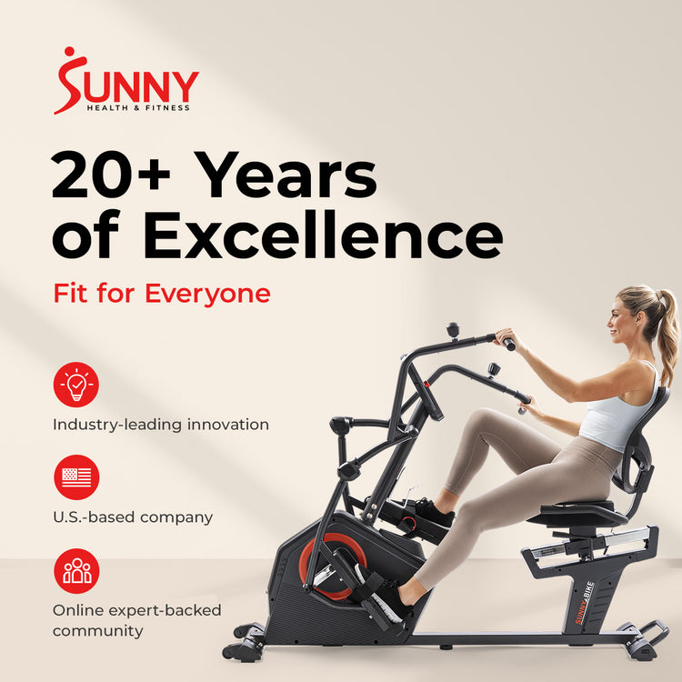 Premium Smart Programmable Electro-Magnetic Resistance Recumbent Elliptical Cross Trainer - Sunny Health & Fitness