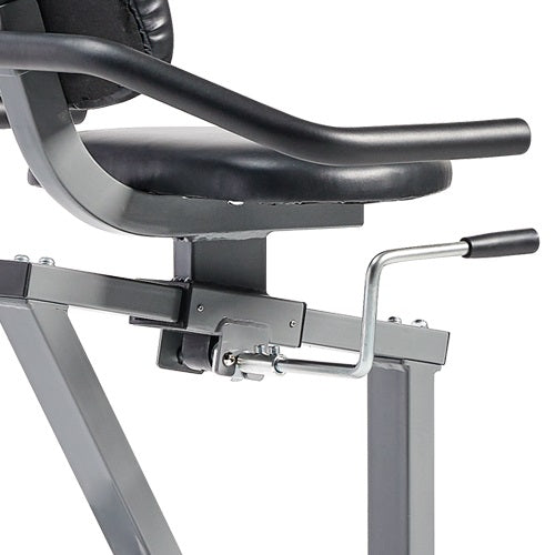 PATENTED EASY SEAT ADJUSTMENTS | With the easy seat adjuster, you no longer have to get up off the machine to make seating adjustments. It's all done with a flick of a handle by your side, with no hassle, while you stay seated.