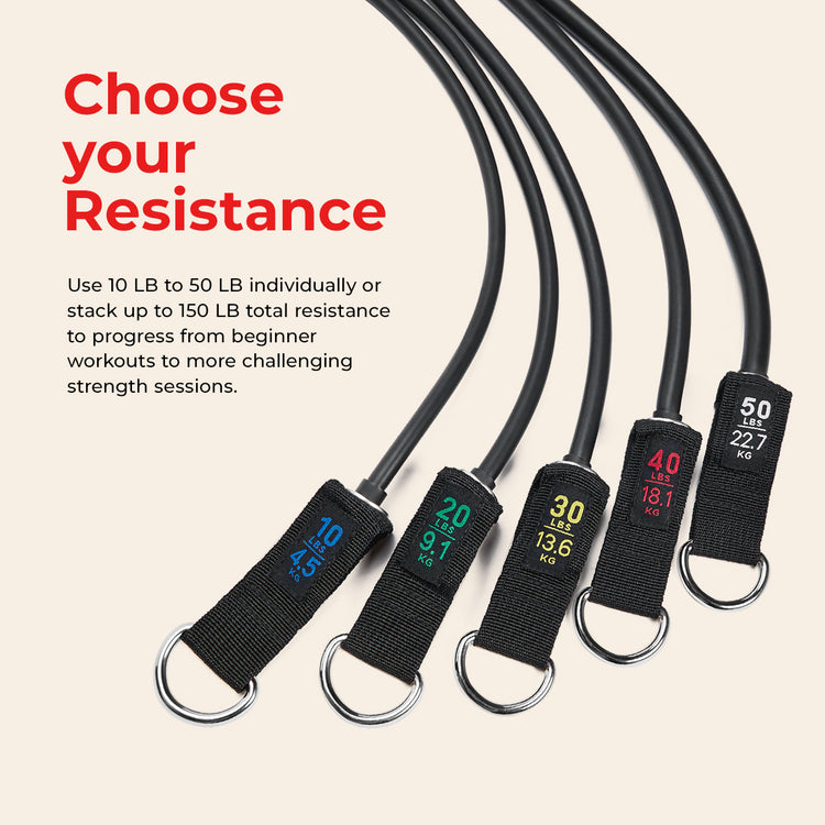 Resistance Tube Set - 10-50 lbs | Sunny Health & Fitness