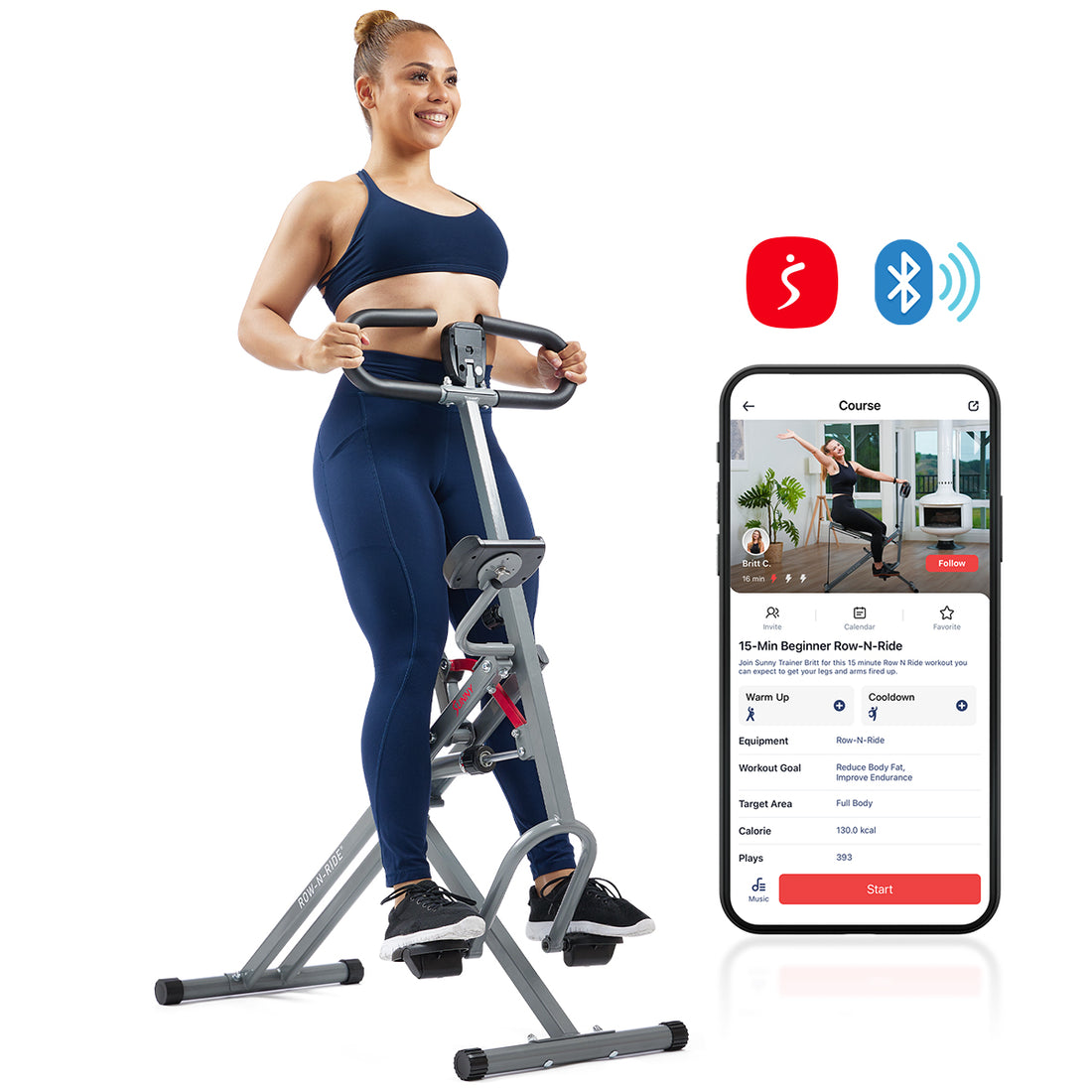 Sunny Health & Fitness Row-N-Ride™ Trainer con assistenza squat - Glutei e cardio totale, resistenza regolabile, allenamento in posizione verticale in verde - Modello n. 077G Sunny Health & Fitness Row-N-Ride™ Trainer con assistenza squat - Glutei e cardio totale, resistenza regolabile, allenamento in posizione verticale in verde - Modello n. 077G