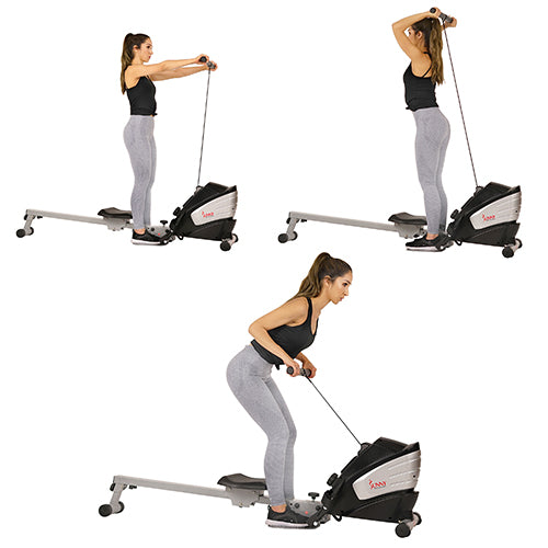 DUAL FUNCTION MACHINE | By utilizing the standing foot plates, you can use your body weight to hold the machine down and use the nylon cord for upper body workouts. Do shoulder upright rows, bent over rows for your back, or even bicep curls to tone your arms.