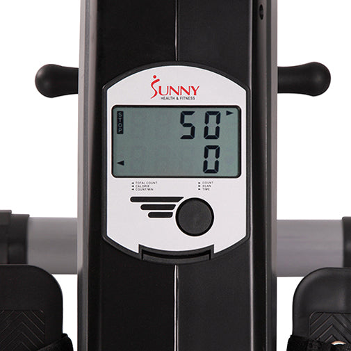 DIGITAL MONITOR | Tracking your progress on the Sunny Health & Fitness SF-RW5606 Elastic Cord Rowing Machine Rower is simple with the digital monitor screen!  Monitor tracks  time, count, total count, calories burned, count per minute. 