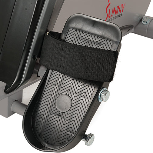 NON-SLIP PEDAL W/ ADJUSTABLE STRAP | Textured non-slip oversized open toe footplates. Strap yourself in, be secure and workout hard!