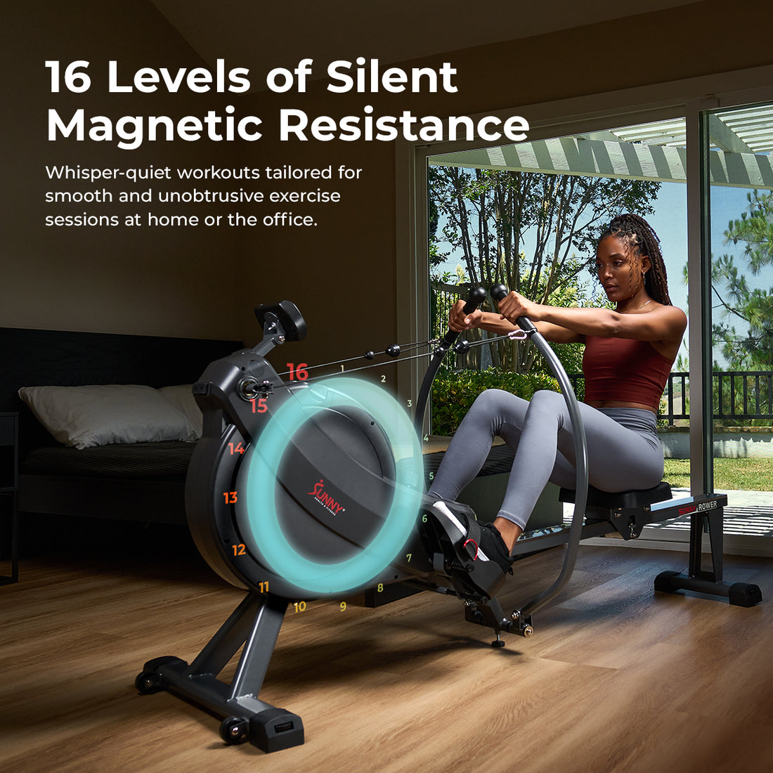 Row Machine Motion Premium Smart Full Motion Magnetic Rowing Machine | Sunny Health ...