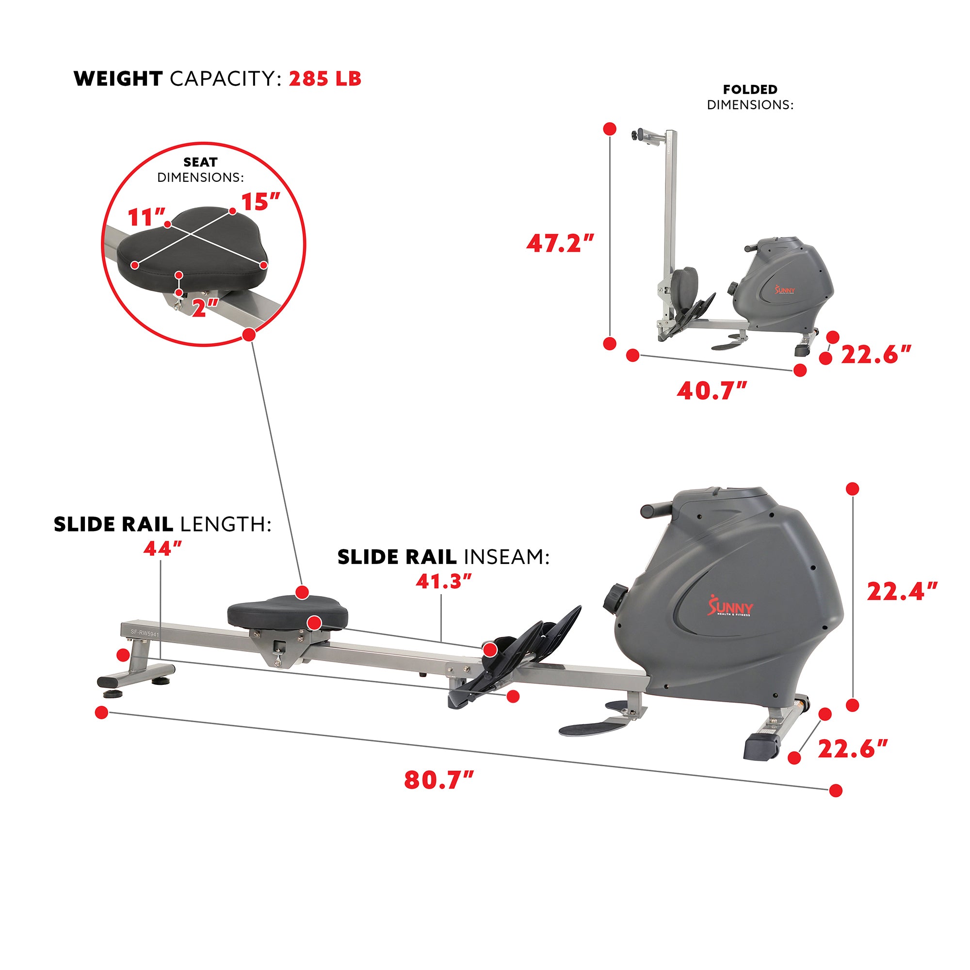 Multifunction SPM Rowing Machine | Sunny Health & Fitness | Sunny 