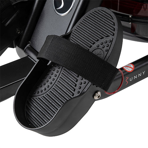 ERGO-EFFICIENT | Non-slip foot pedals with durable nylon Velcro straps keep feet secure. Foot pads pivot to allow more freedom of the foot and ankle to ensure optimal rowing mechanics.