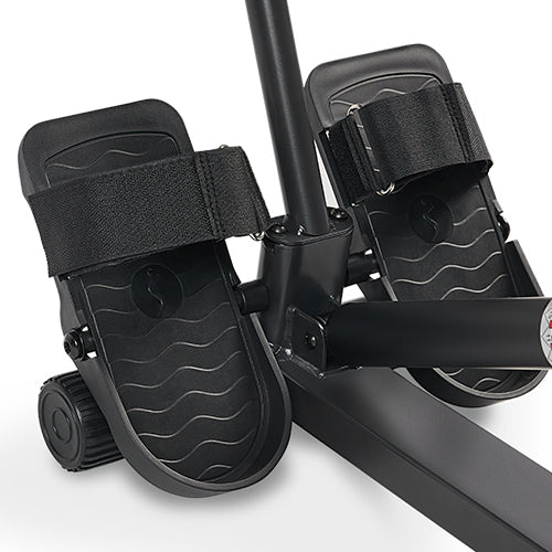 Pivoting foot pedals | Pivoting pedals with adjustable Hook & Loop Fasteners provide a comfortable and customized fit.