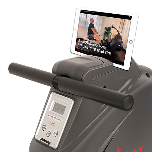 DEVICE HOLDER | The convenient device holder is designed to hold mobile devices or tablet so you can follow your favorite fitness videos.