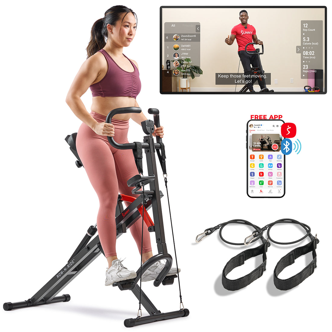 Row-N-Ride® PRO Smart Squat Assist Trainer | Sunny Health & Fitness ...