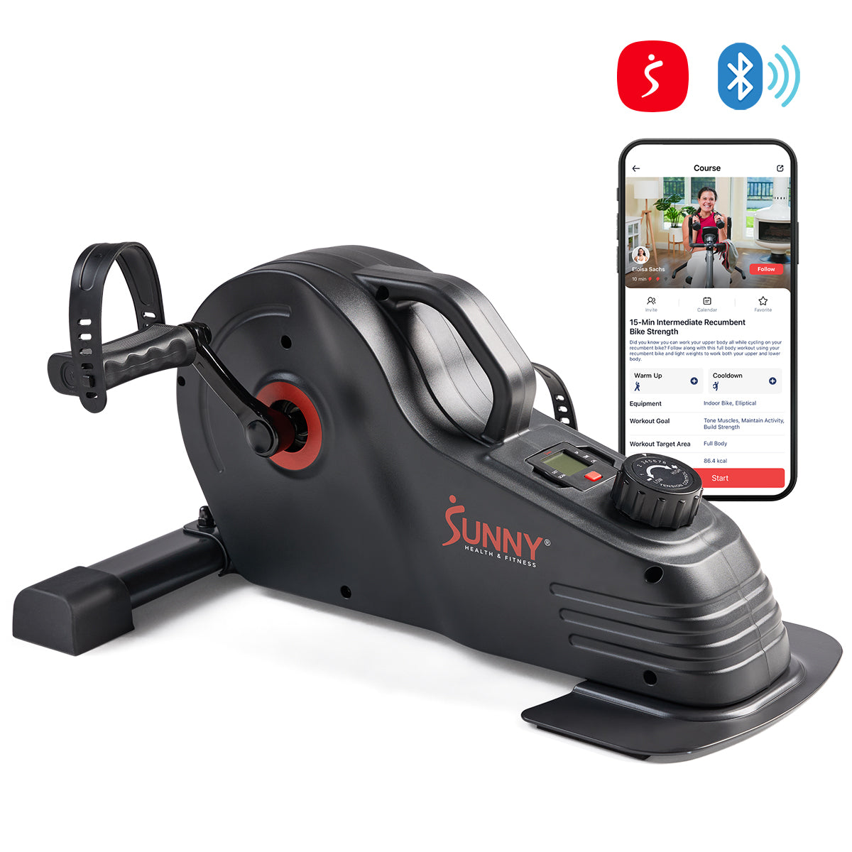 Smart Low-profile Magnetic Mini Exercise Bike | Sunny Health & Fitness ...