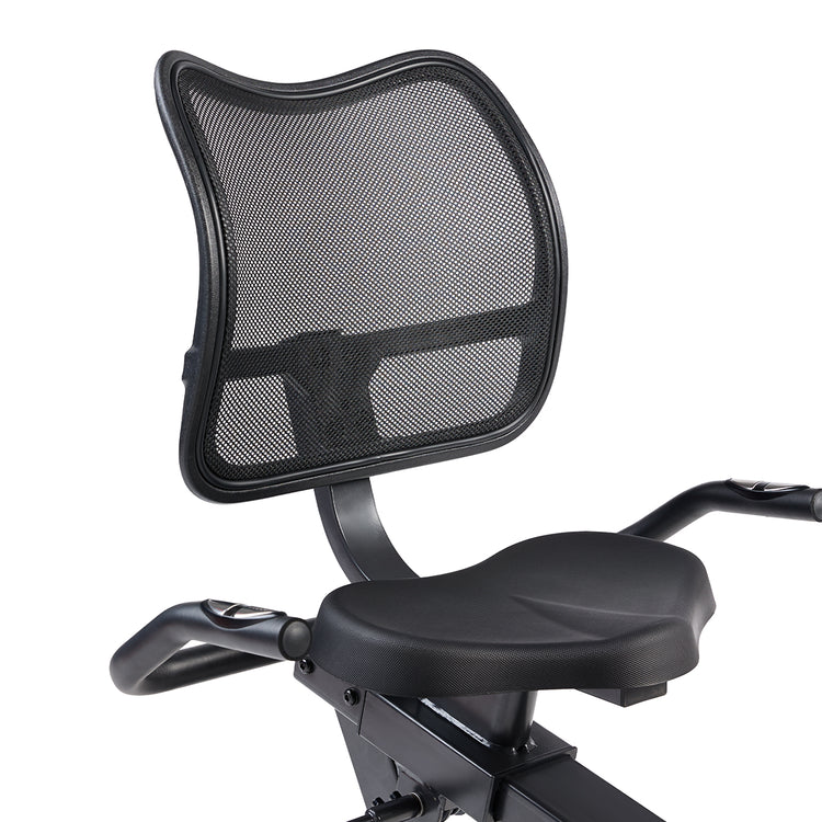 Adjustable Cushioned Seat & Mesh Backrest | The adjustable cushioned seat ensures optimal support for the hip joint during exercise, complemented by a mesh backrest that enhances airflow for maximum comfort.