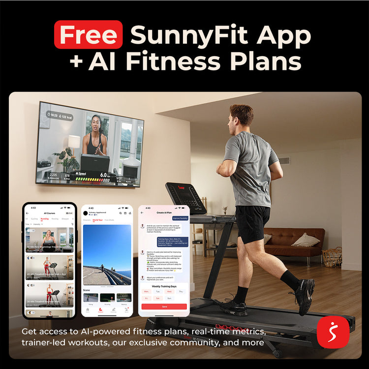 Excel Smart Incline/Decline 20” Deck Treadmill with 300LB Weight Capacity - Sunny Health & Fitness