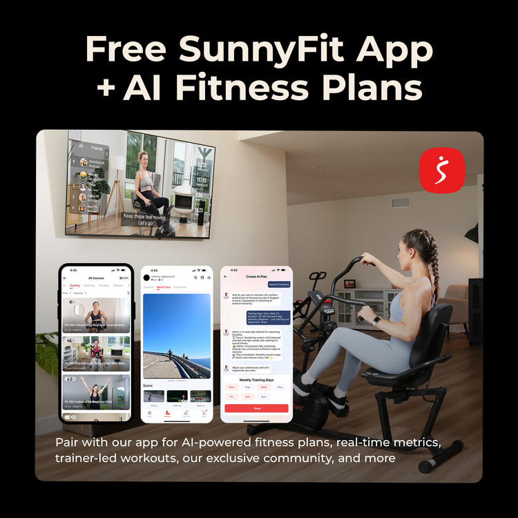 Smart Magnetic Dual Action Recumbent Elliptical Trainer | Sunny Health & Fitness