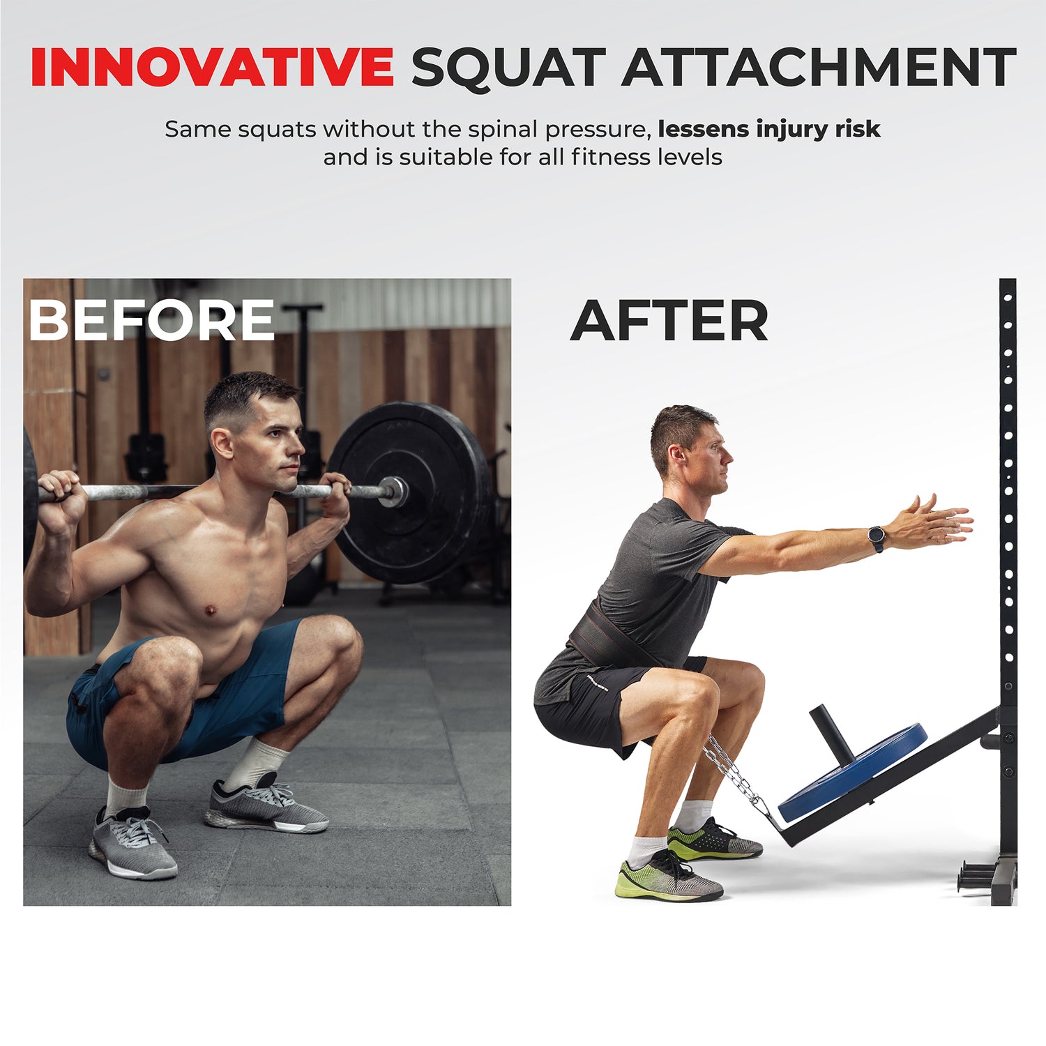 Blet Rack Belt Squat Attachment for Power Racks & Cages | Sunny Health & Fitness ...