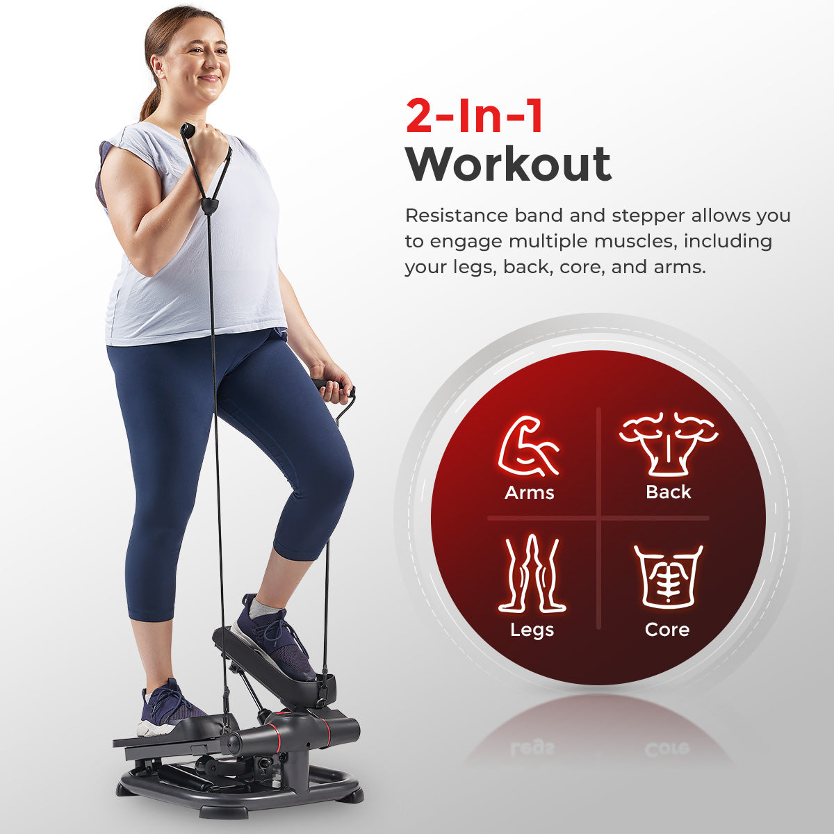 Power Stepper With Bands Sunny Health & Fitness 2-in-1 Power Stepper ...