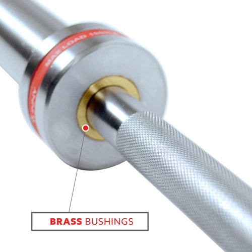 BRASS BUSHINGS | Bushings fit between the bar and the sleeve, reducing friction between the outer and inner sleeve thus making the spinning movement smoother. Perfect for powerlifting style lifts.