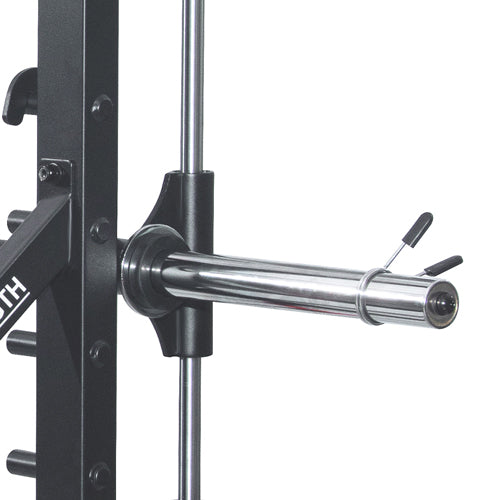 2” BAR | Designed with a 2-inch, heavy duty steel bar and plate storage, this machine is built to be compatible with standard sized weight plates and accessories.