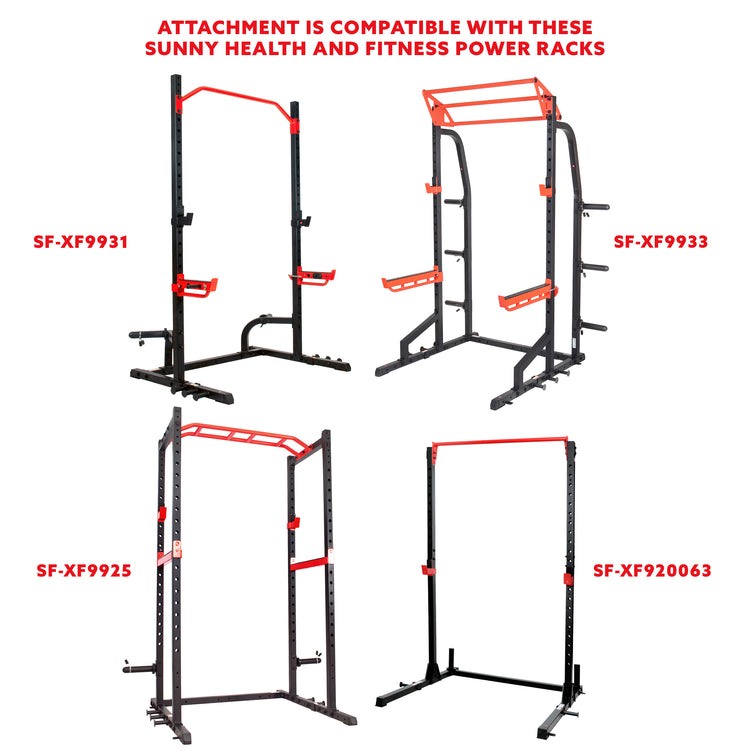 COMPATIBILITY | Compatible with any of our Sunny Health & Fitness gym racks. Add your bench to any of our racks/power cages to add more variety to your strength training routine.