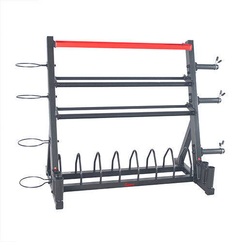 MULTI-STORAGE | The ultimate strength training free weight storage rack, this All-In-One is a must have for home gym owners who are serious about making gains.