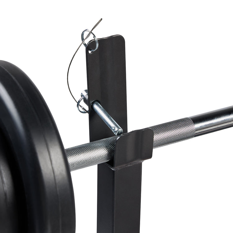 Safety First | Designed with a secure pin system that locks the weight bar in place, preventing tipping when adding weight plates.