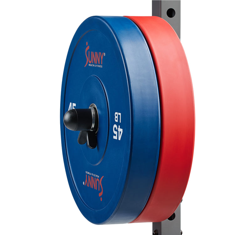 Versatile Weight Storage | Designed to hold both 1” and 2” diameter Olympic-style weight plates, providing versatile storage options.