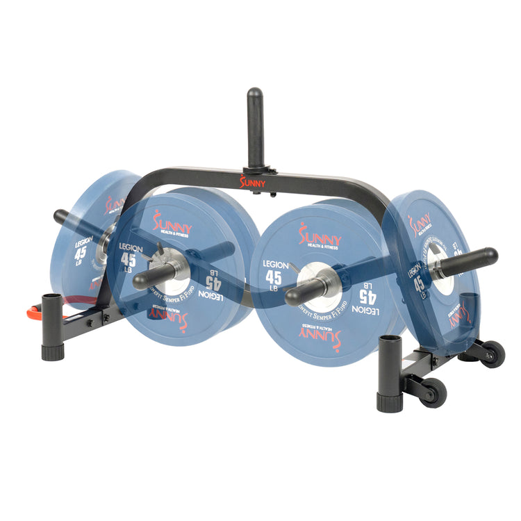 FLEXIBILITY | The weight plate storage post can store standard sized or Olympic sized weight plates with holes of 1”- 2”.