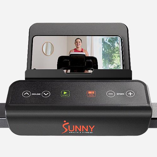 Built-In Device Stand | Keep your smart device within reach to enjoy movies, workout videos, or music while you exercise.