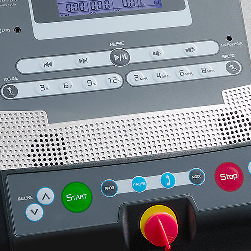 MEDIA PORT & BUILT-IN SPEAKERS | Bluetooth and 3mm jacks to connect your smart phone or portable music device and play music through the treadmills on board stereo speakers.