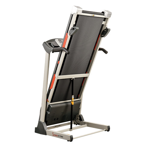 SOFT DROP SYSTEM | The soft-drop hydraulic mechanism on the Sunny treadmills is a great feature that allows the deck to gently lower itself to the floor. The soft drop hydraulic mechanism assures safe, hands free unfolding.