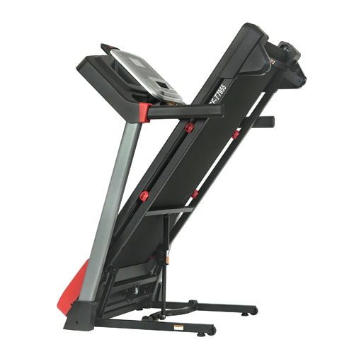 SOFT-DROP TECHNOLOGY | The soft-drop hydraulic mechanism on the Sunny treadmills is a great feature that allows the deck to gently lower itself to the floor. The soft drop hydraulic mechanism assures safe, hands free unfolding. 