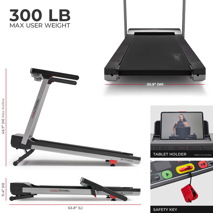 Foldable Auto Incline Treadmill With 20" Running Belt & Brushless Motor