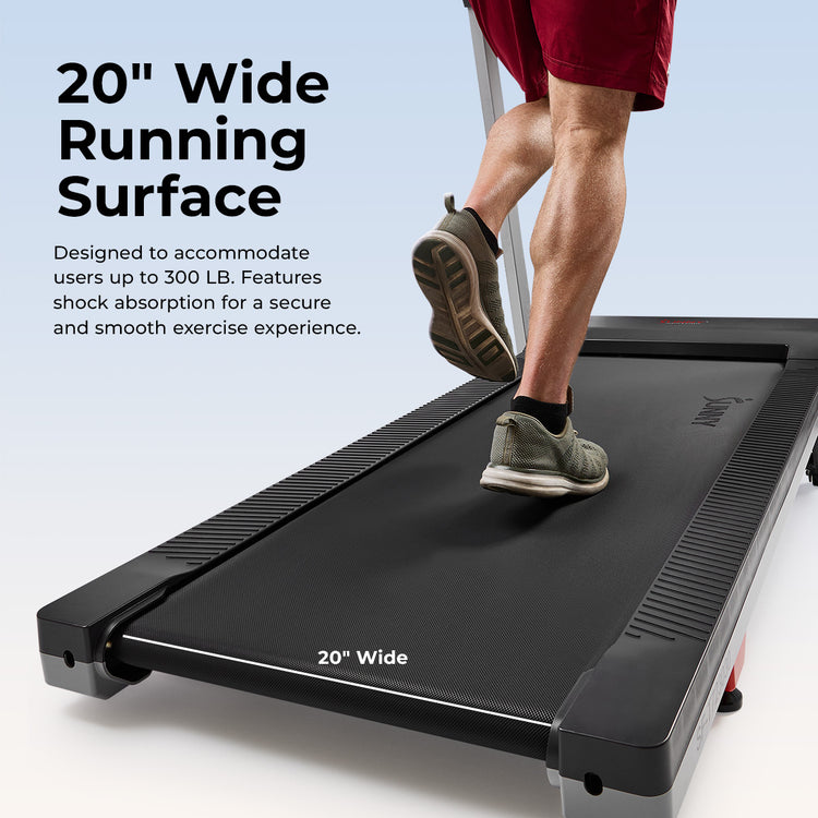 Premium Foldable Auto Incline Smart Treadmill with 20" Running Deck - Sunny Health & Fitness