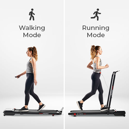 Walking and Running Treadmill | Walking mode with speeds ranging from 0.5 to 3.7 mph, and a running mode that ramps up the intensity with speeds from 0.5 to 6 mph.