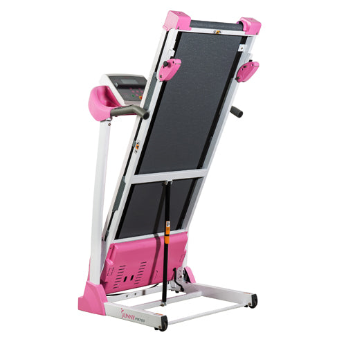 SPACE SAVING | After your workout, fold the treadmill upright to save space. Lock and fold design secures the deck in place when your treadmill is not in use. 