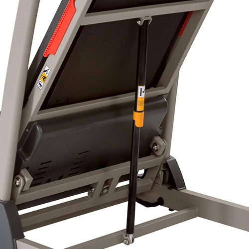 SOFT DROP SYSTEM | The soft-drop hydraulic mechanism on the Sunny treadmills is a great feature that allows the deck to gently lower itself to the floor. The soft drop hydraulic mechanism assures safe, hands free unfolding. 